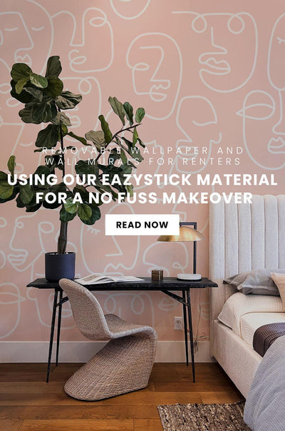 Removable wallpaper and wall murals for renters —> Using our Eazystick material for a no fuss makeover