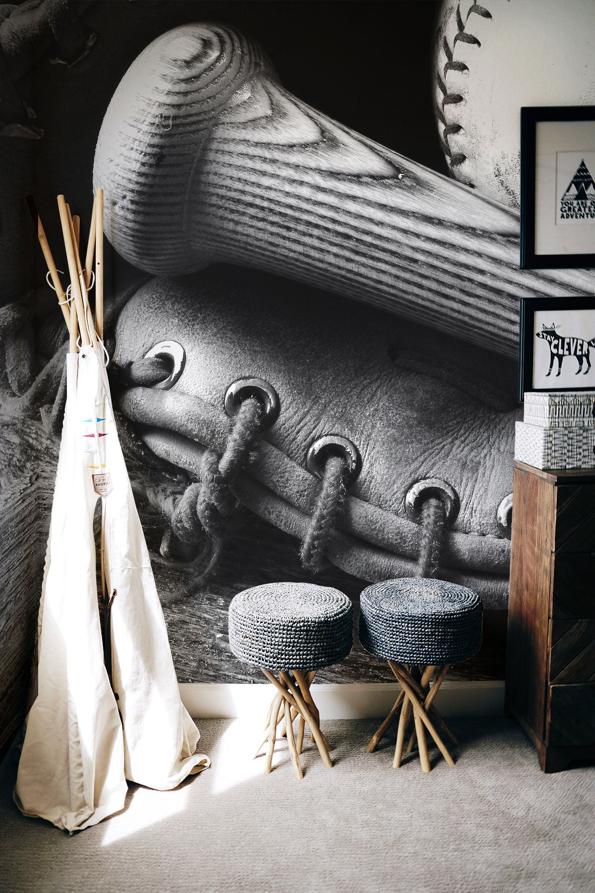 Vintage Baseball Essentials Wall Mural