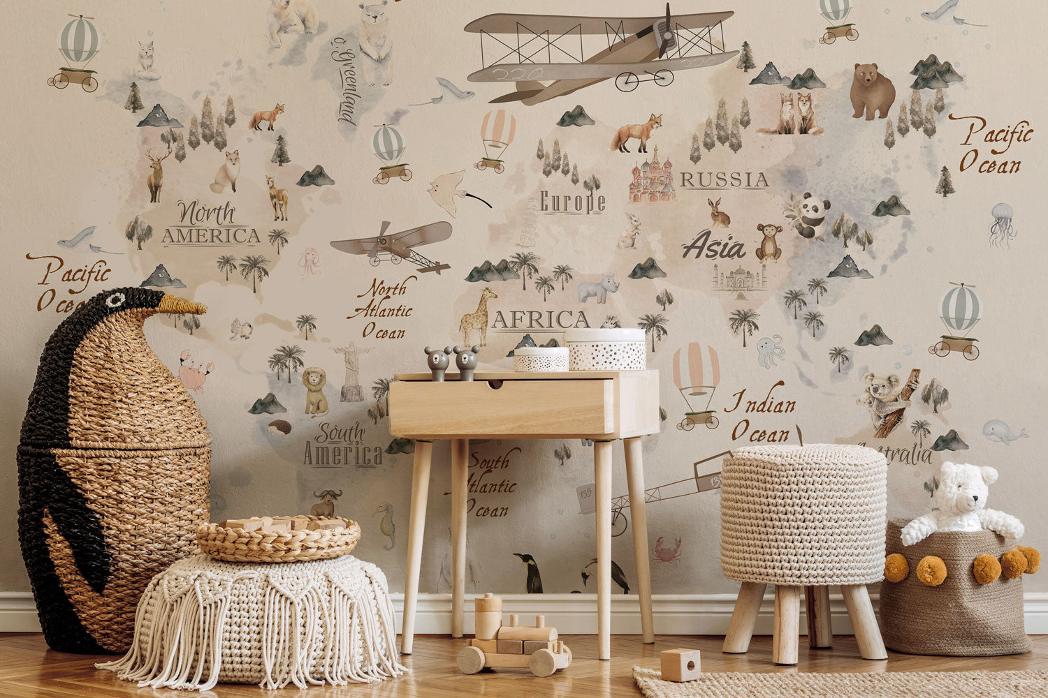 Kids World Explorer Map Wall Mural