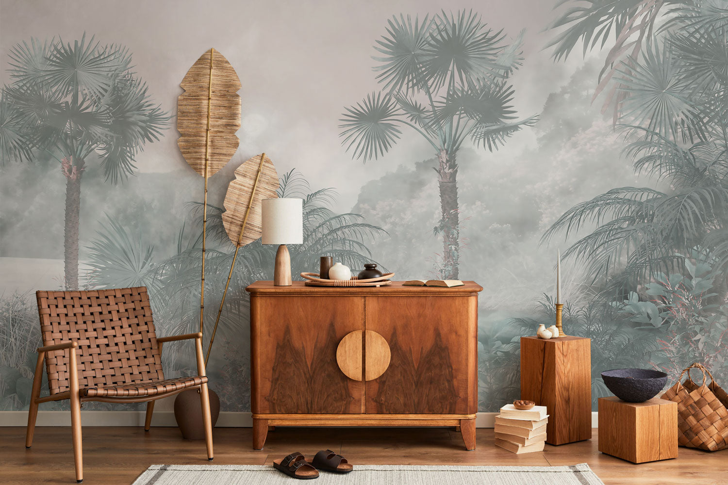 Lush Green Tropical Oasis Wall Mural