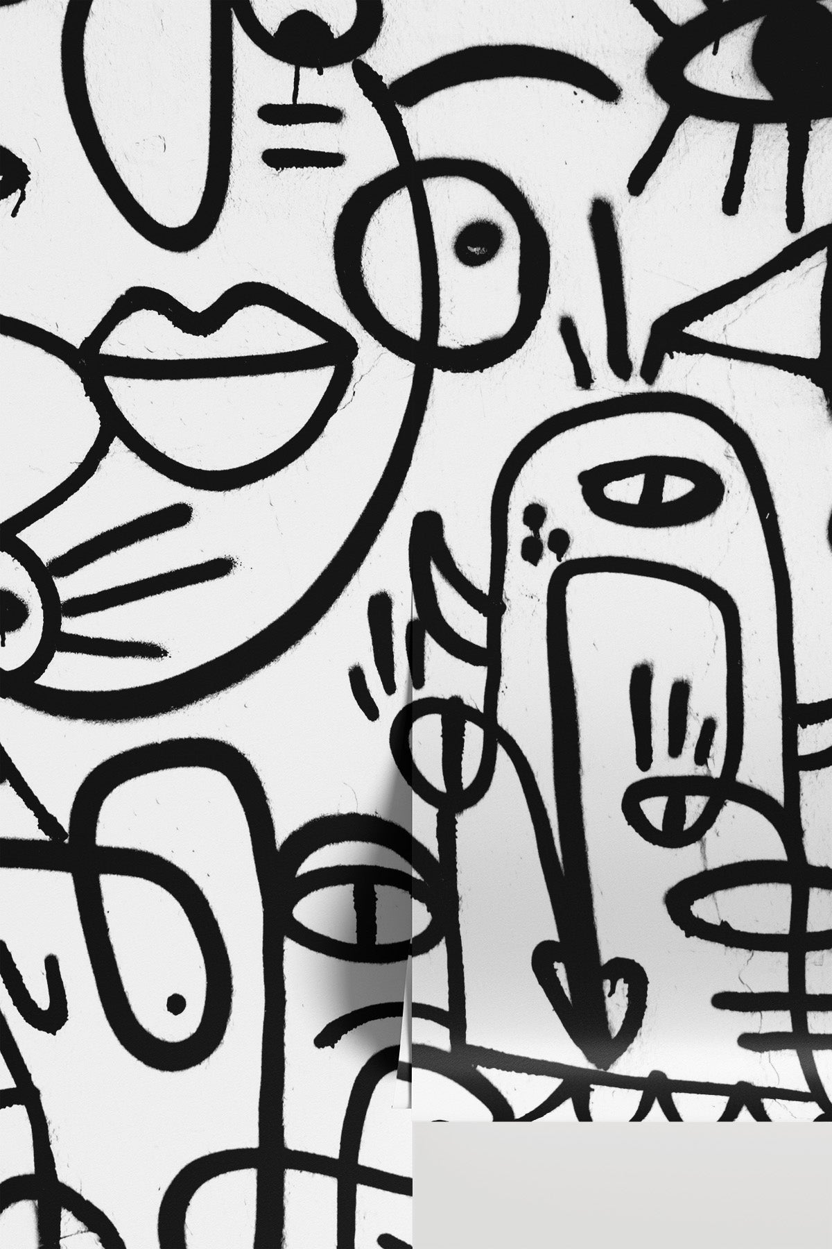 Abstract Faces Painting Mural - close-up detail view - Eazywallz