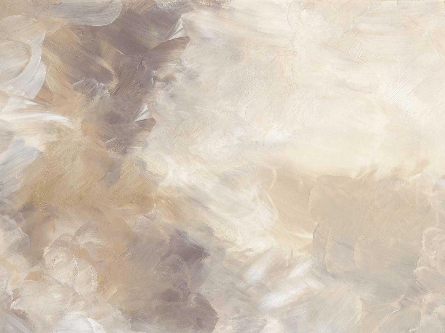 Abstract Gobi wall mural close-up showing hand-painted brushstroke texture in neutral and brown tones