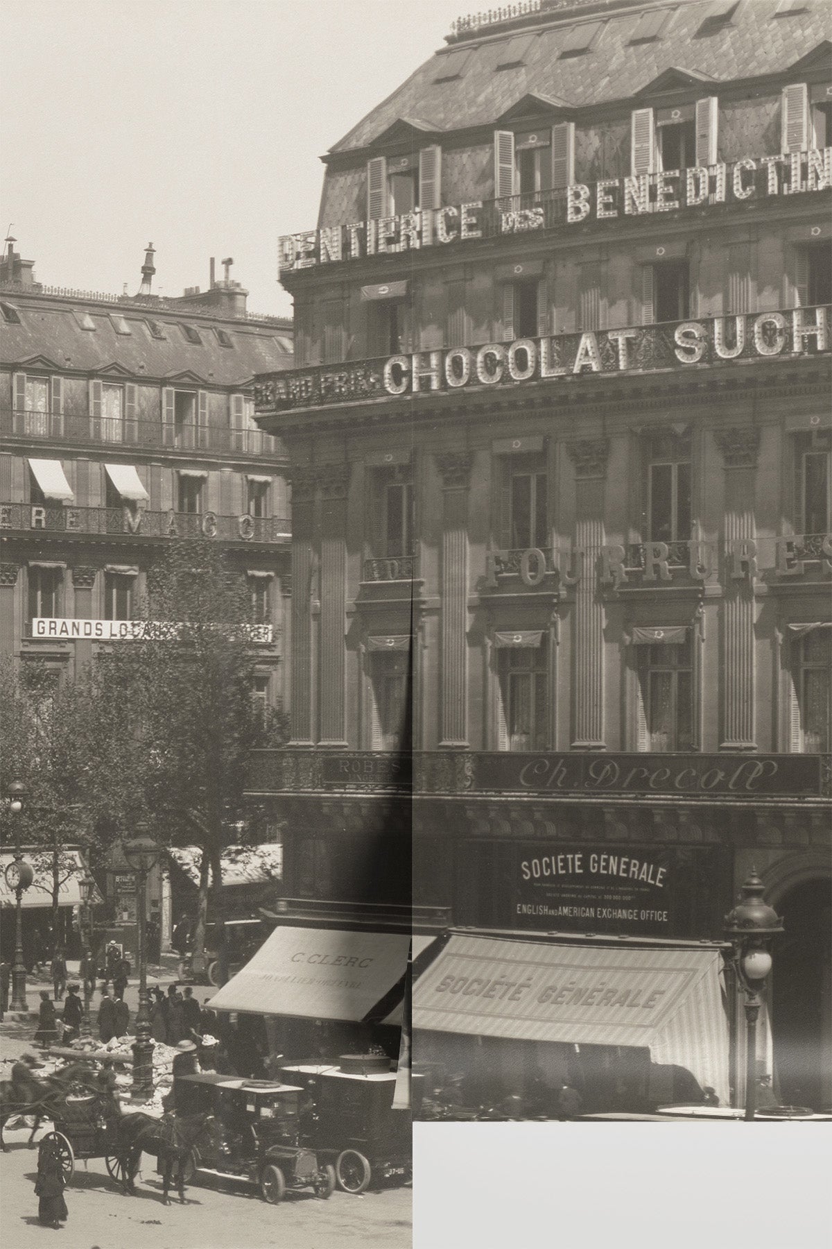 Panoramic Vintage Paris Scene Wall Mural