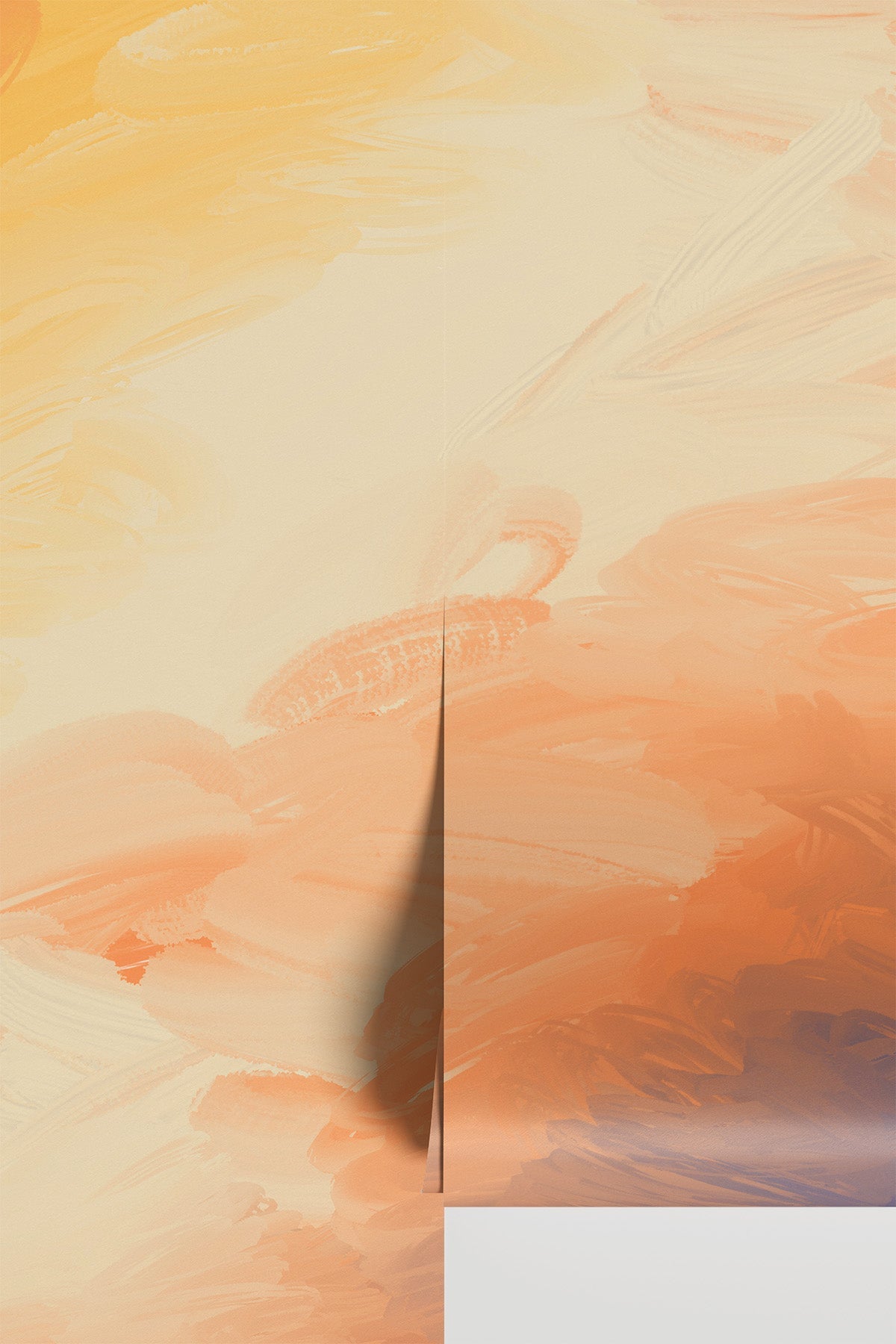 Close-up of Abstract Sunset wall mural panel seam and texture