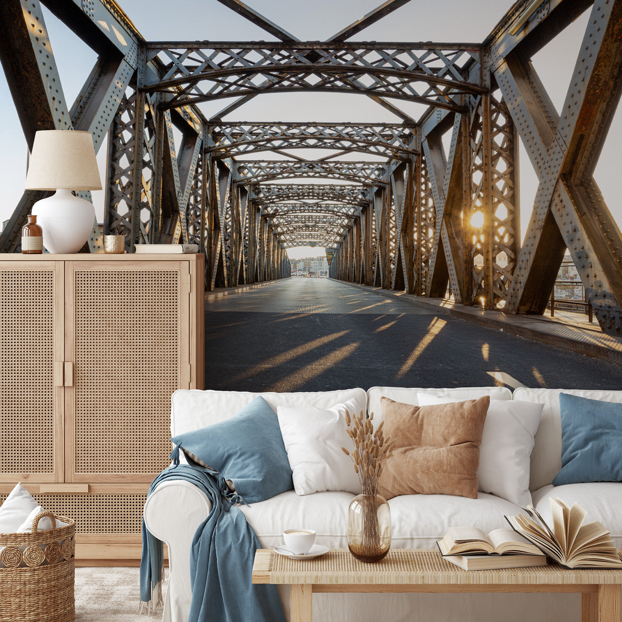 Asphalt Road Beneath the Bridge Wall Mural