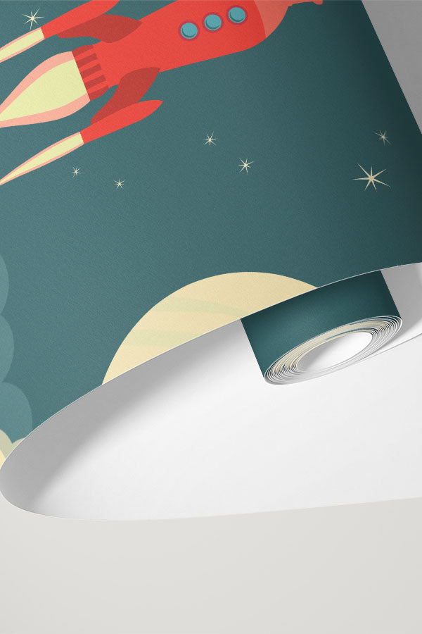 Retro Rocket Spaceship Wall Mural