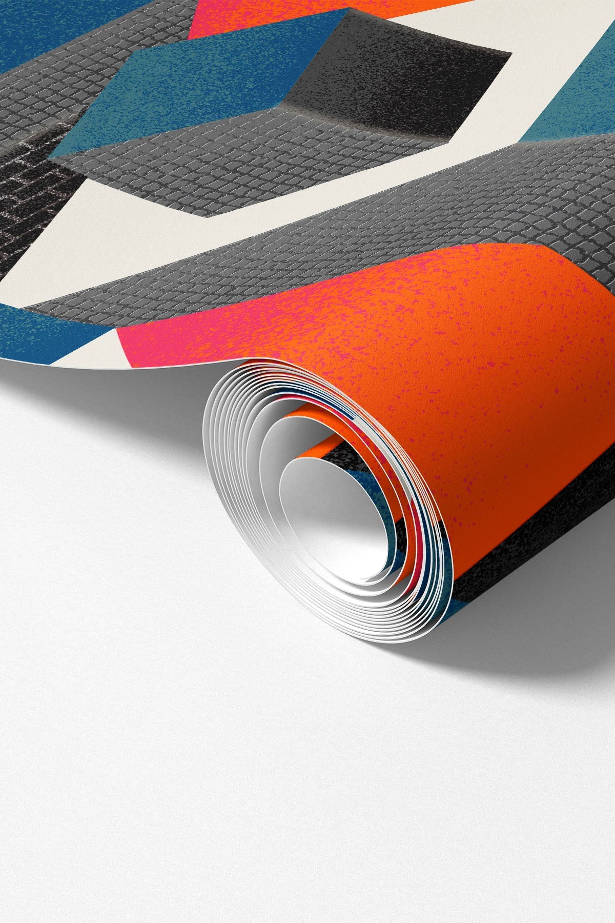 Abstract Bauhaus Houses wall mural shown as a rolled panel