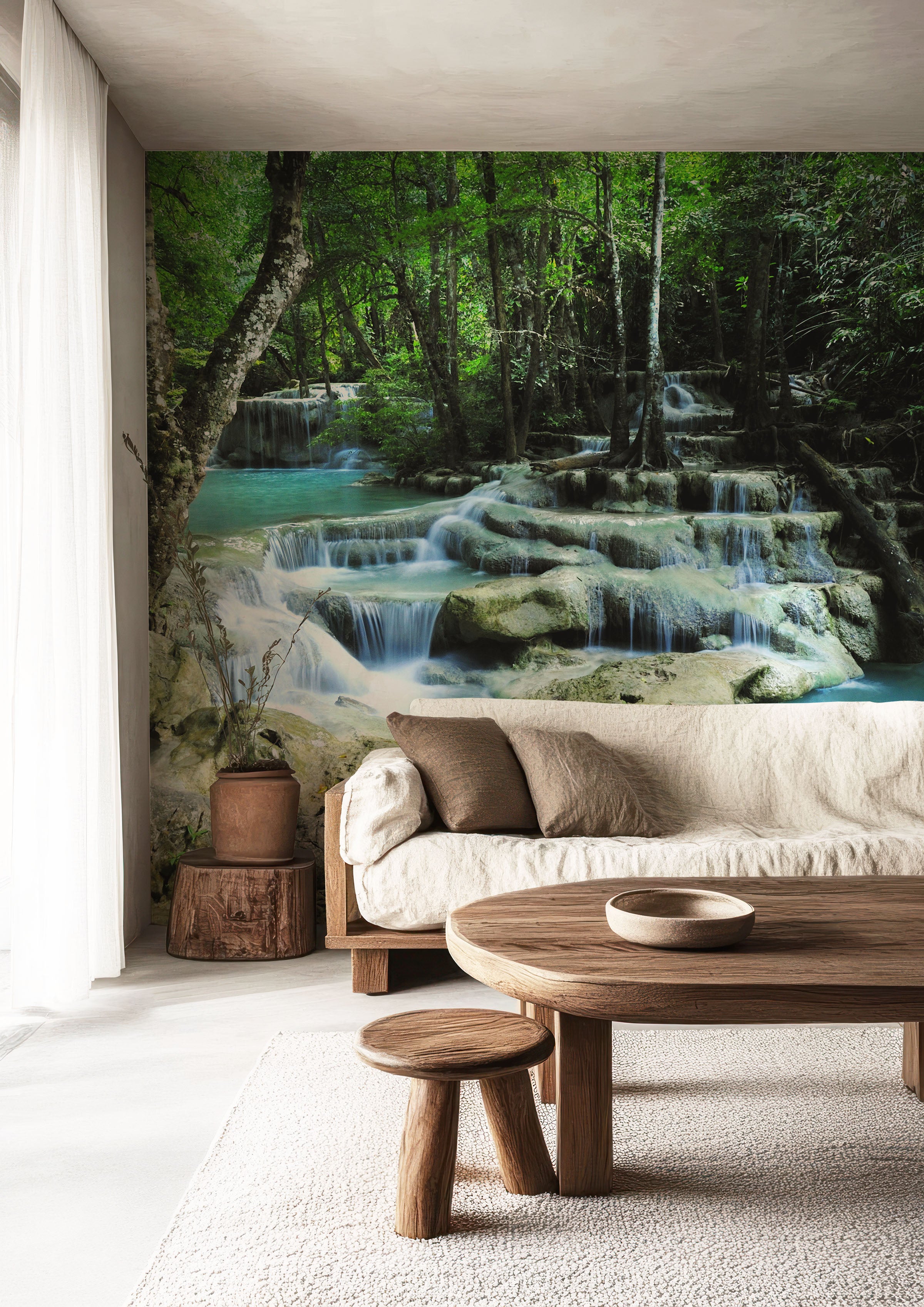 Deep forest waterfall Wall Mural