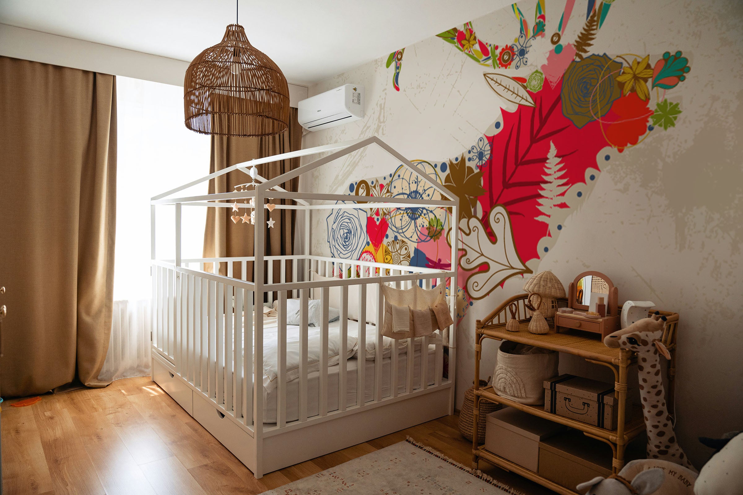 Floral Deer Wall Mural