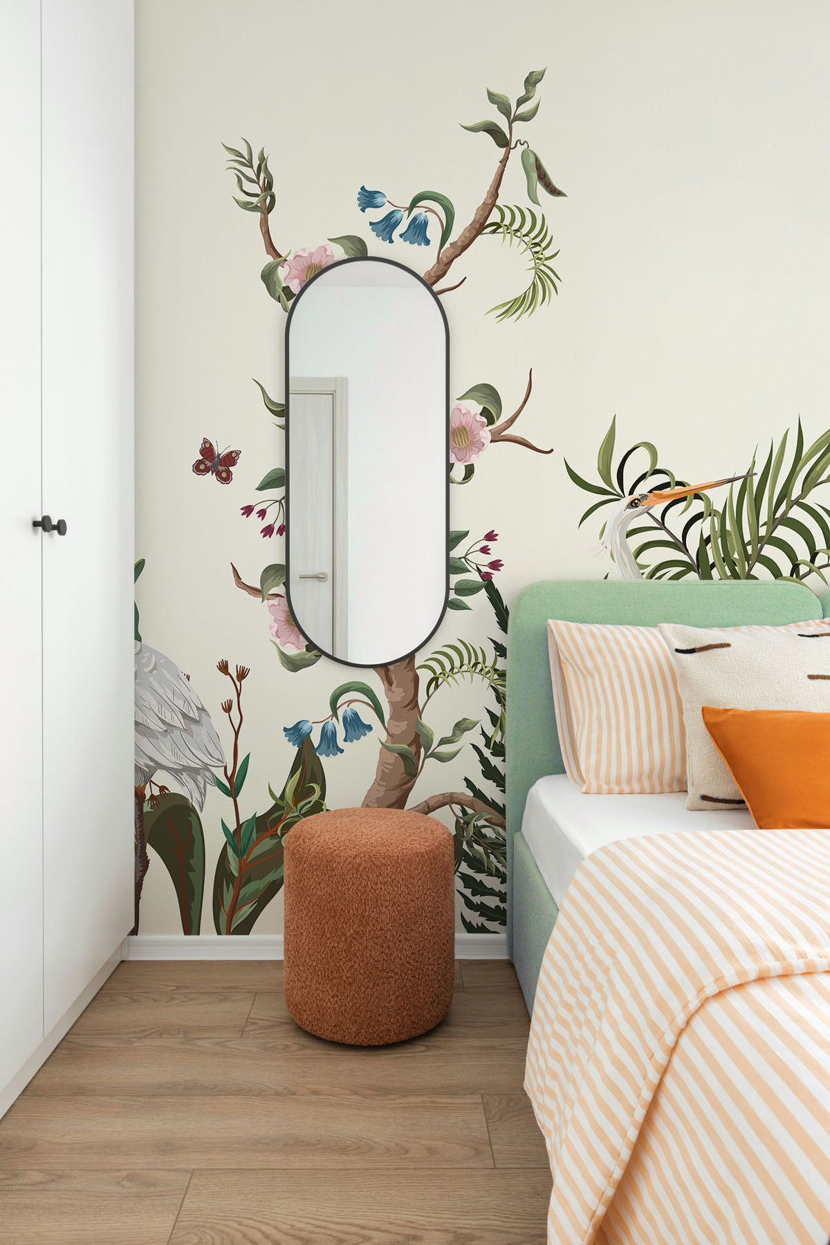 Light Birds and Flowers Chinoiserie Wall Mural