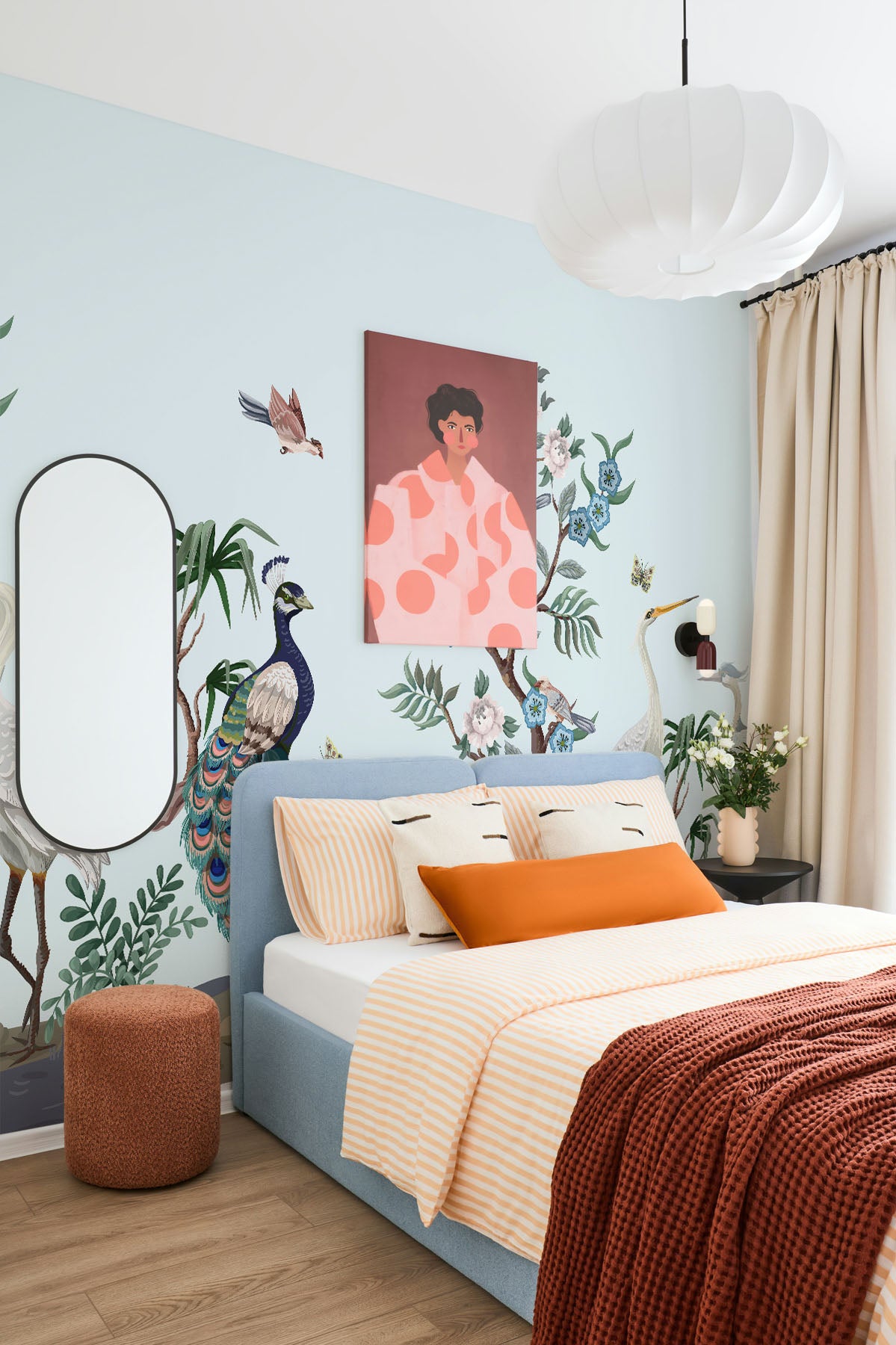 Birds and Flowers Chinoiserie Wall Mural