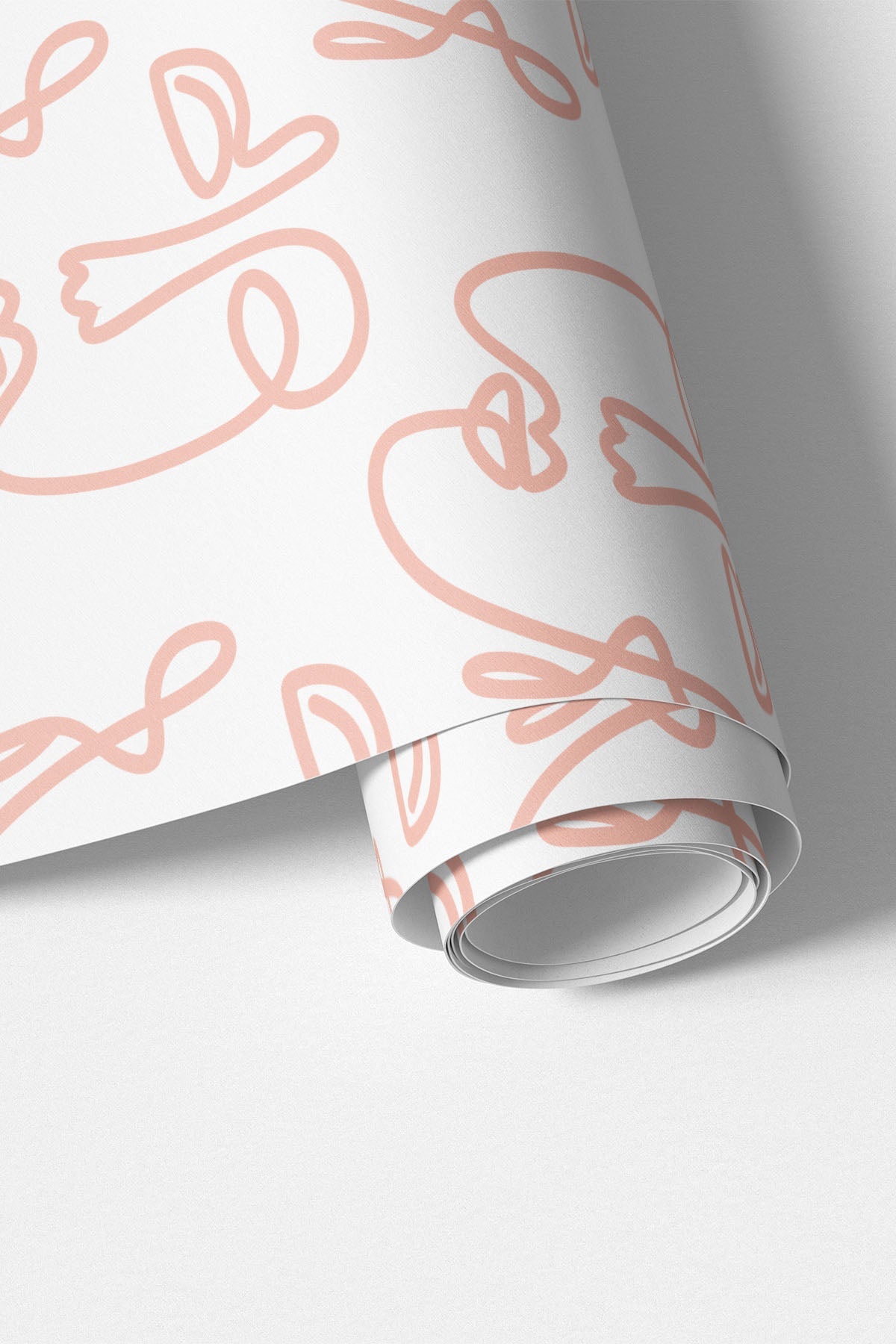 Pale Pink Empty Abstract Faces wallpaper roll
