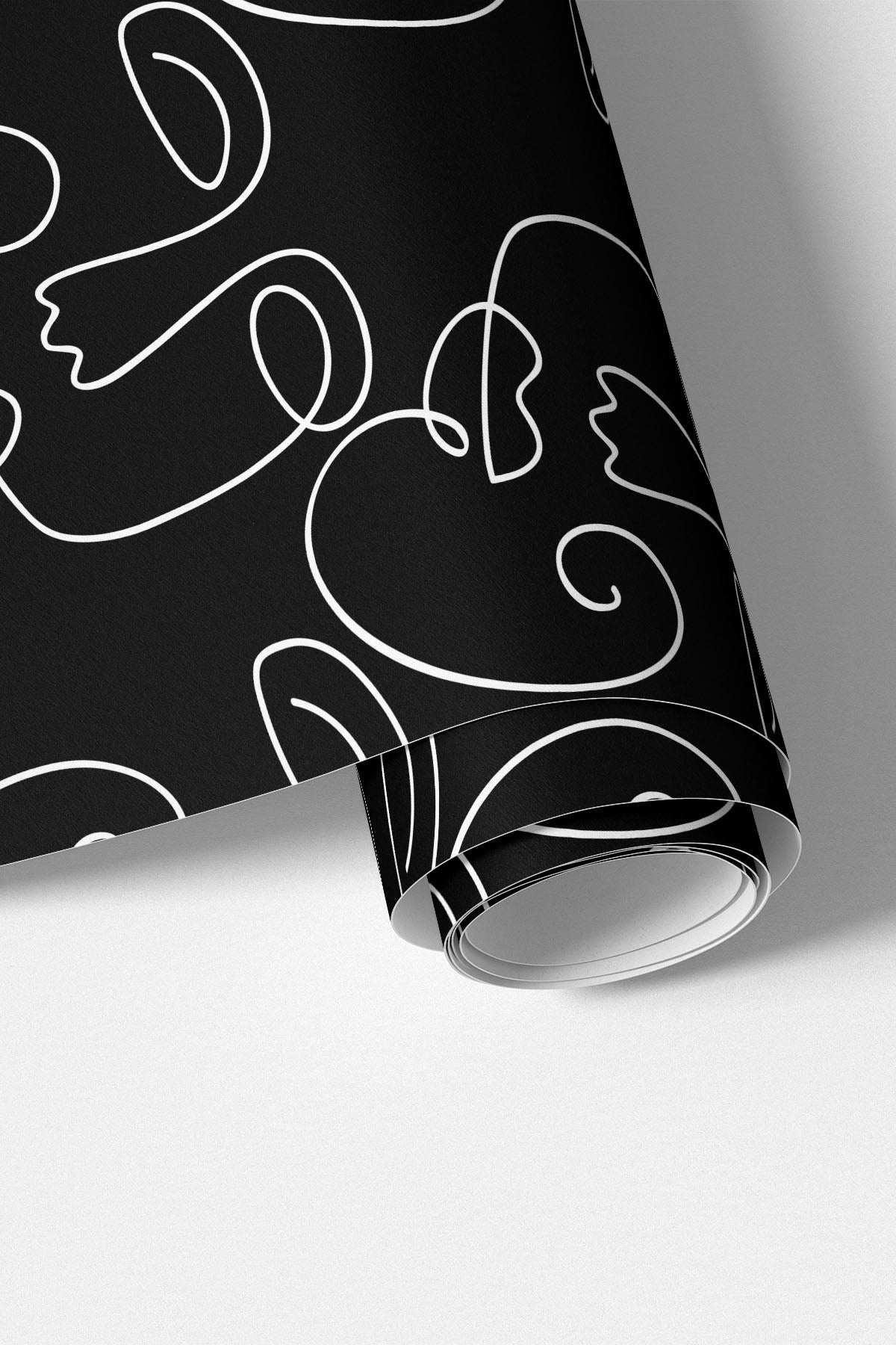 Black Abstract Faces 2 wall mural printed roll