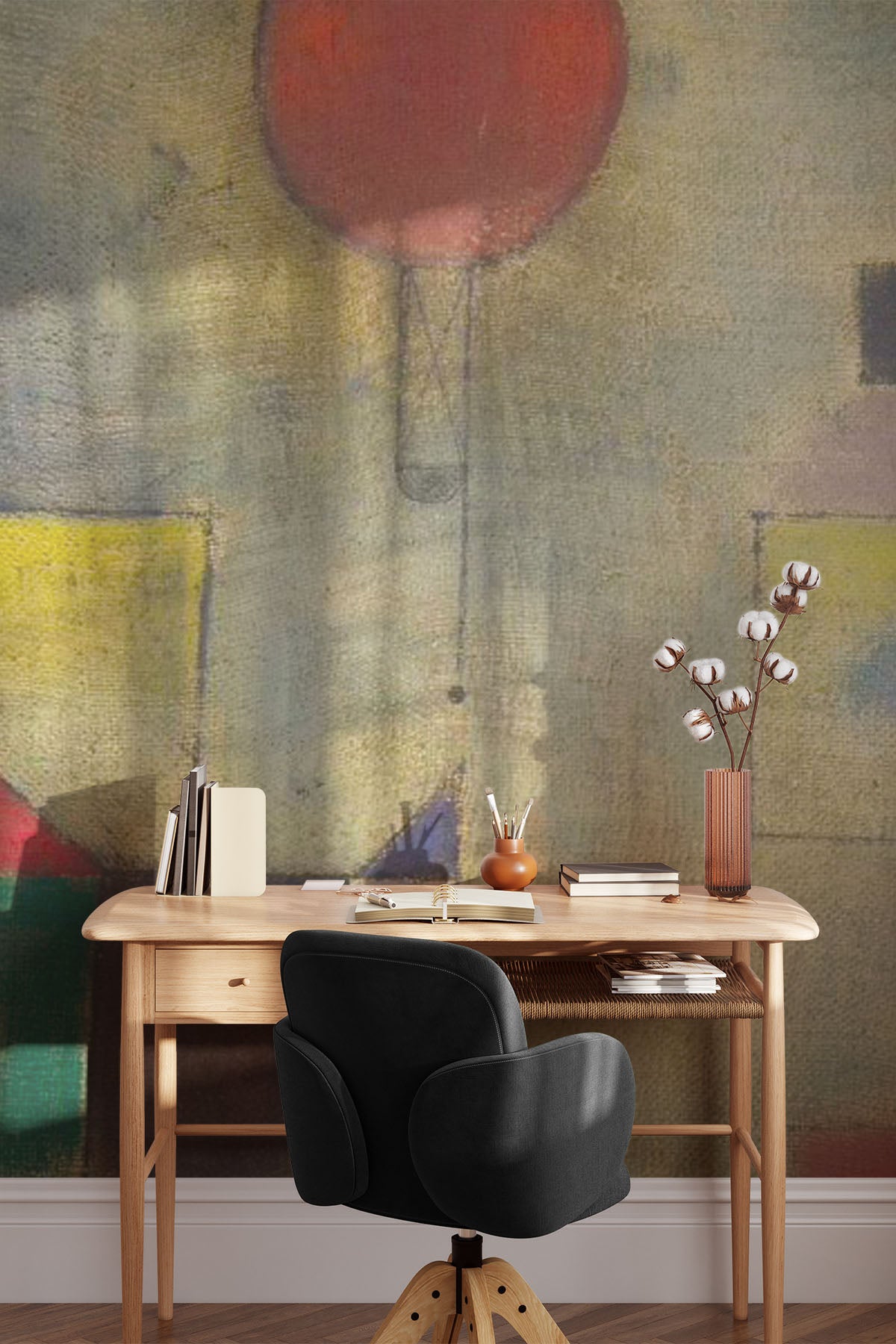 Red Balloon Painting Mural Wallpaper