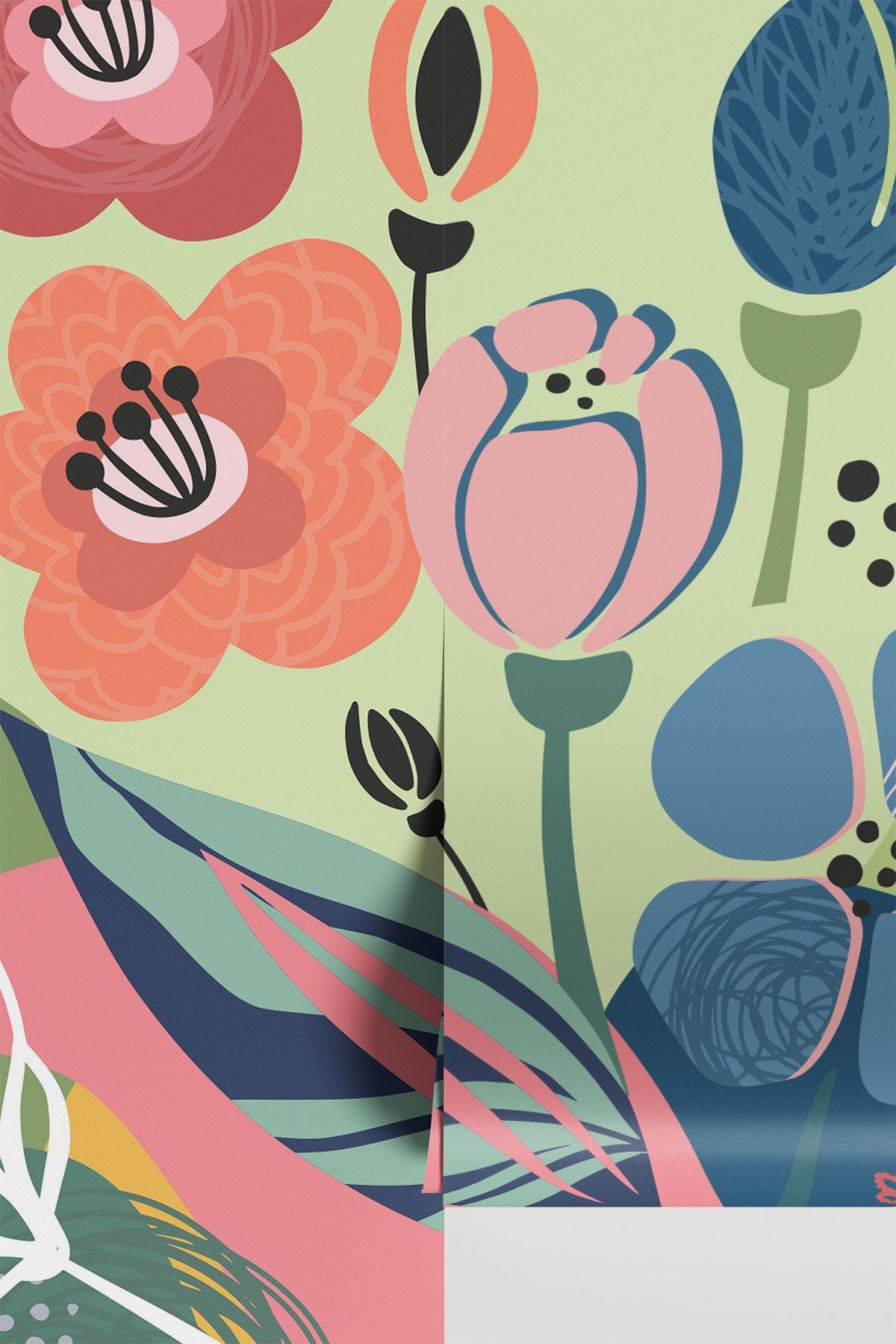 Abstract Floral Card 4 wall mural, plain view