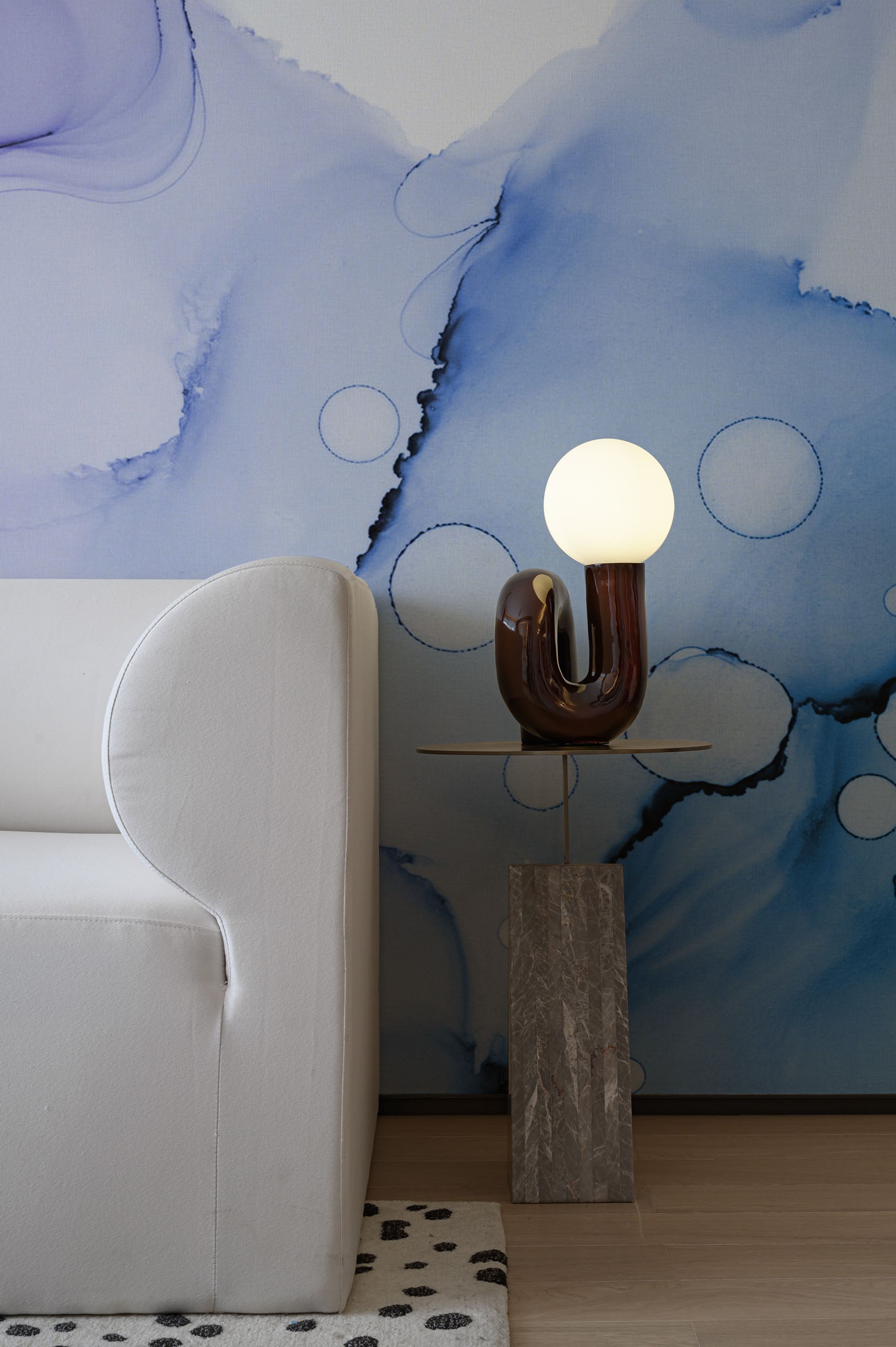 Abstract Blue Ink Utopia Wall Mural