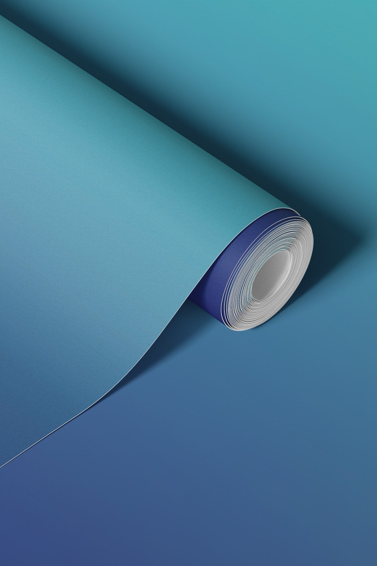 Roll of aquamarine blue gradient wallpaper for home