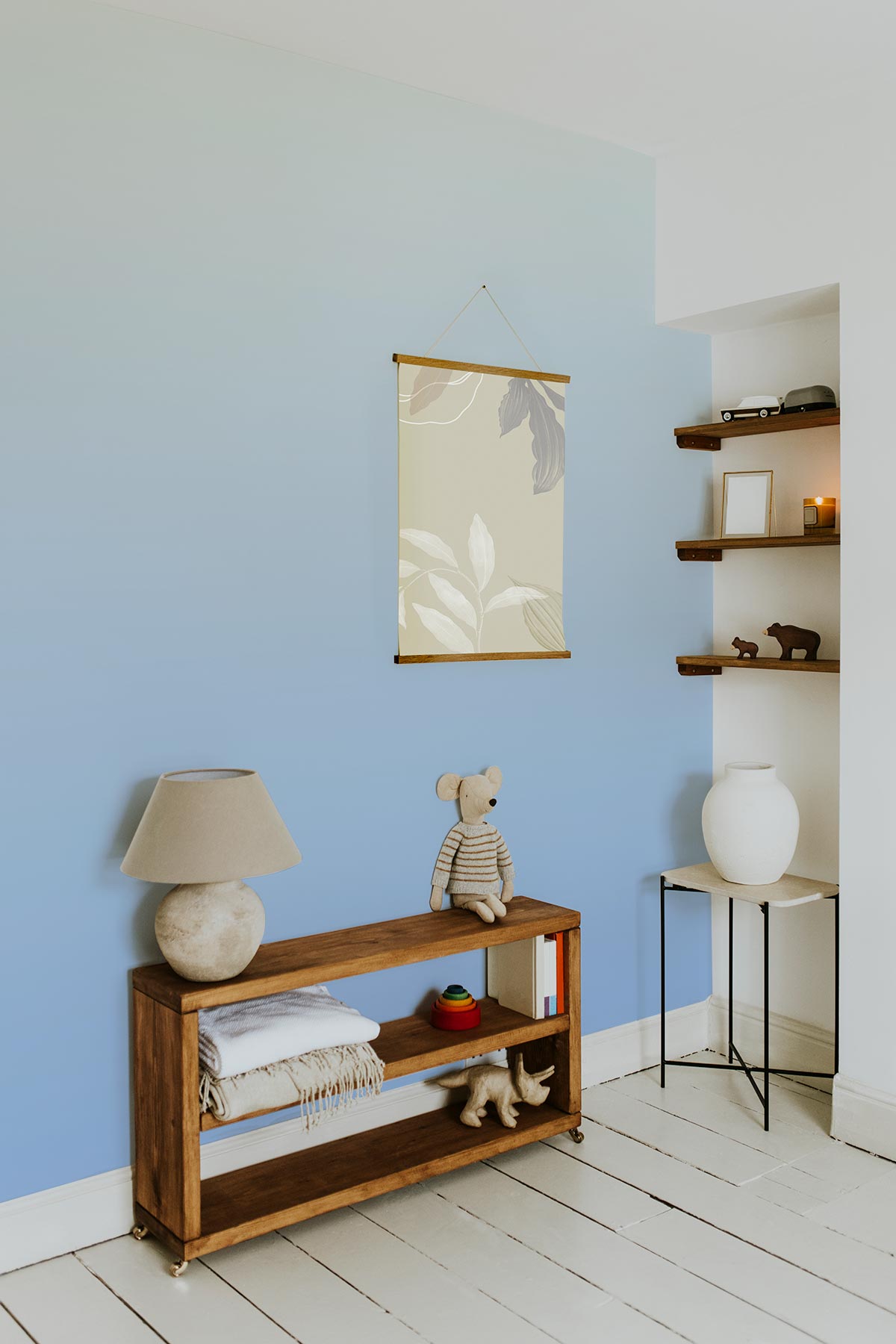 Baby Blue Bliss Wallpaper showcased in a room