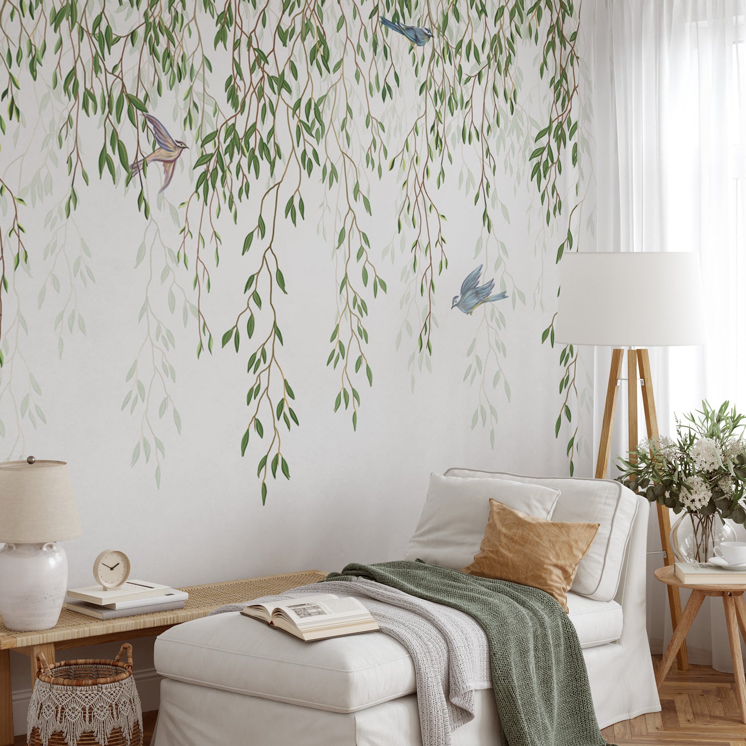 Birds and Willow Branch Chinoiserie