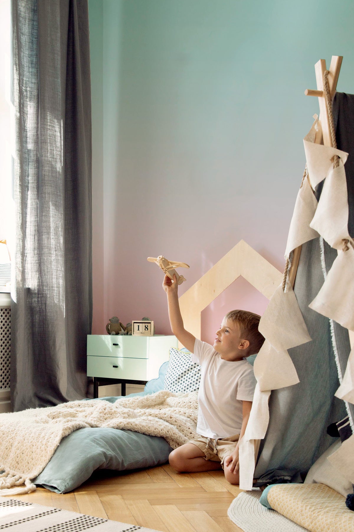 Candied Cloud wallpaper in a boy's room