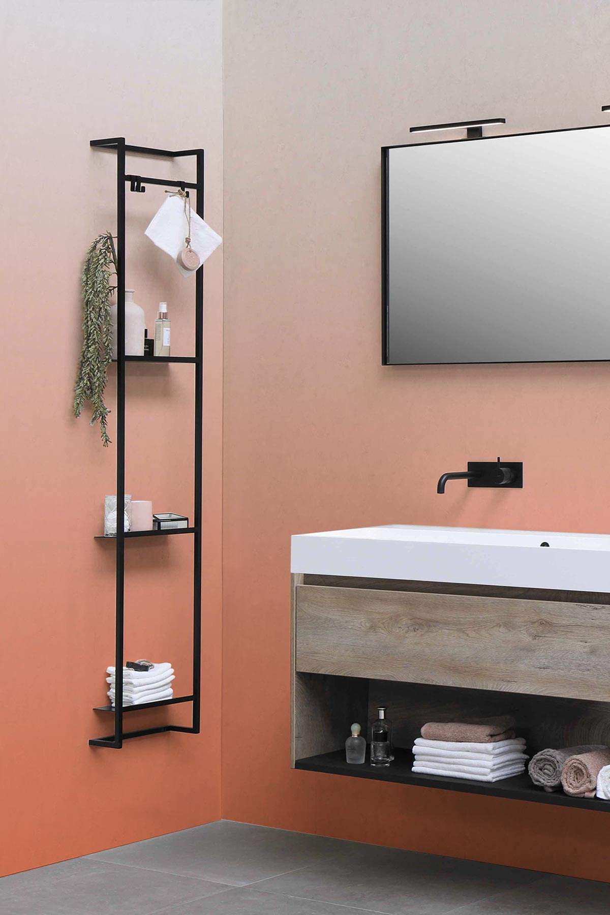 Cantaloupe Wallpaper showcased in a bathroom