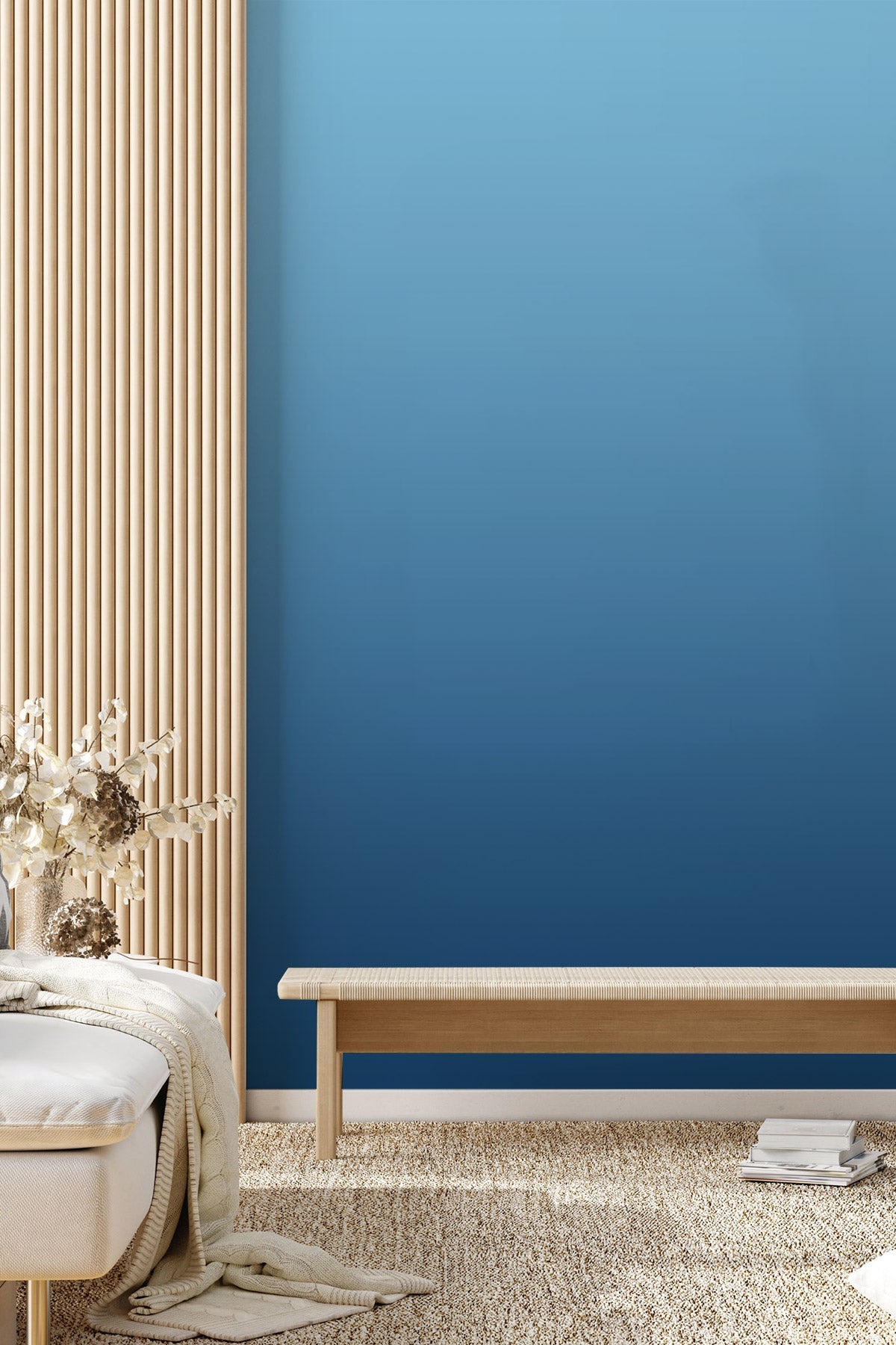 Denim Delight Wallpaper in a bedroom