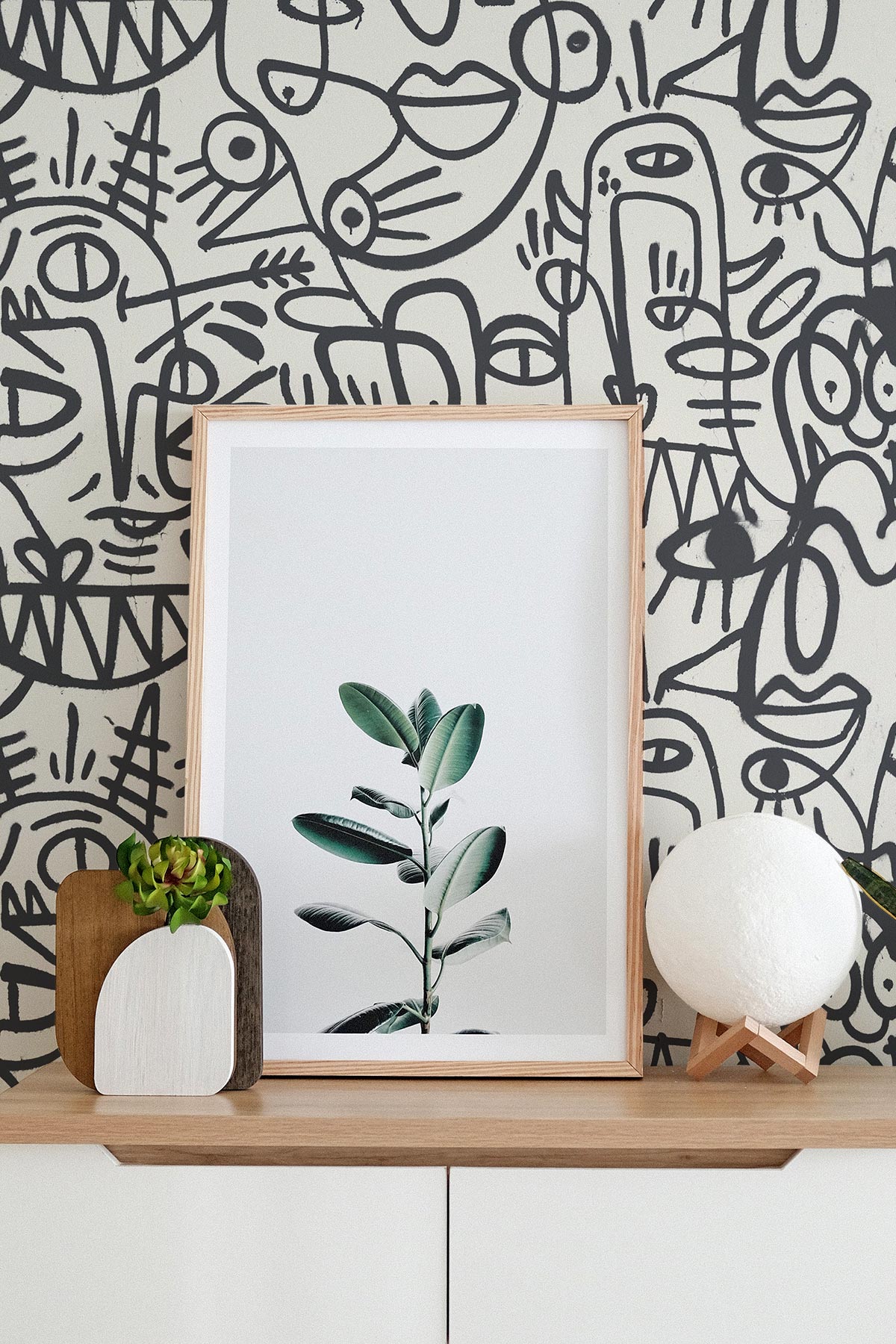 Doodles / Charcoal and Beige