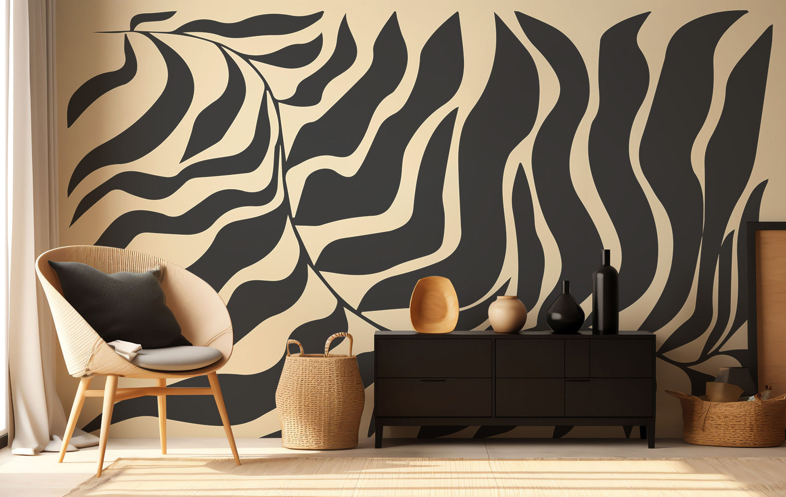 Japandi Leaf Wall Mural