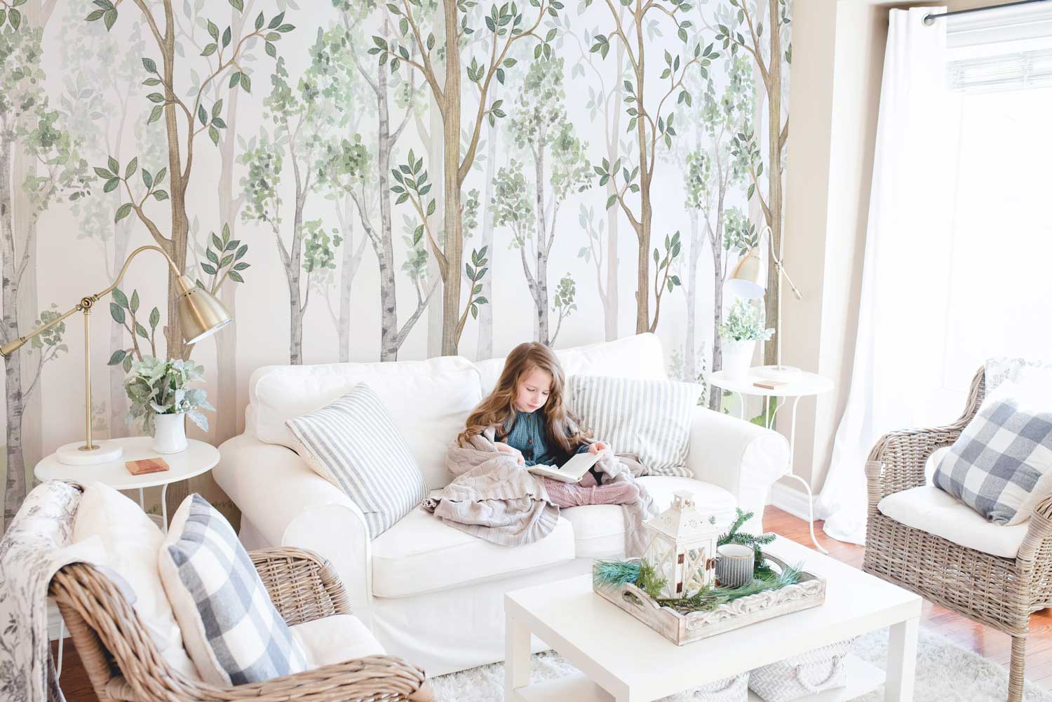 Birch Forest Watercolor Wall Mural