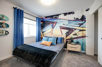 graffiti wallpaper mural in a teenagers bedroom