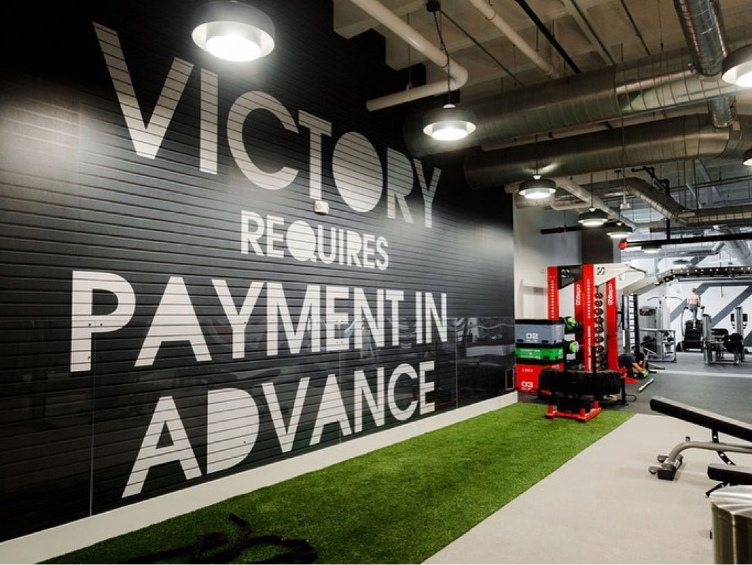 custom gym wall mural in a training centre