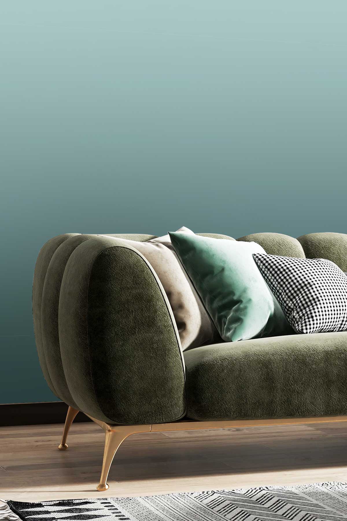 Jungle Fever wallpaper behind a sofa