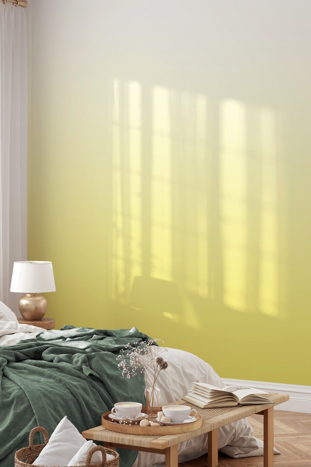 Lemonade wallpaper in a bedroom