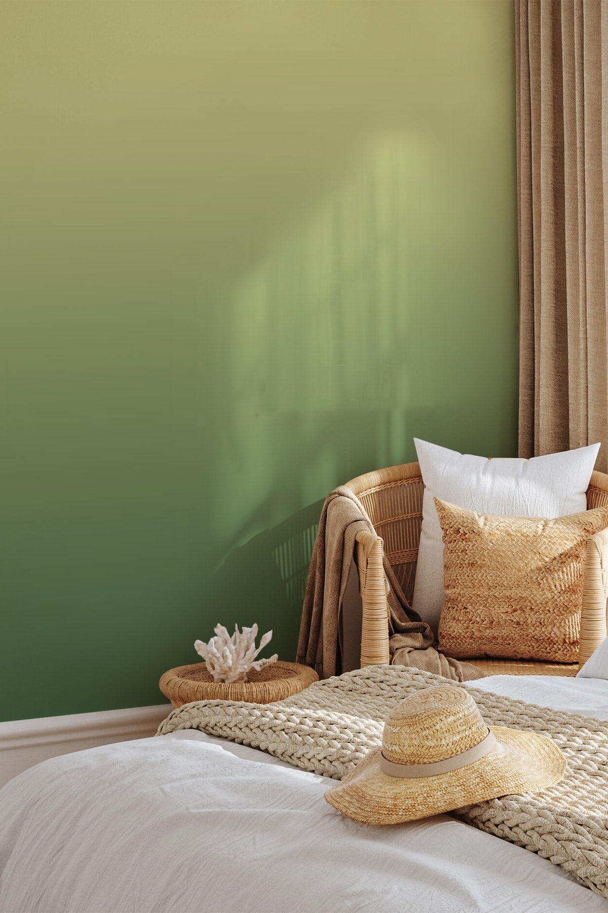 Lemony Lime Wallpaper in a bedroom