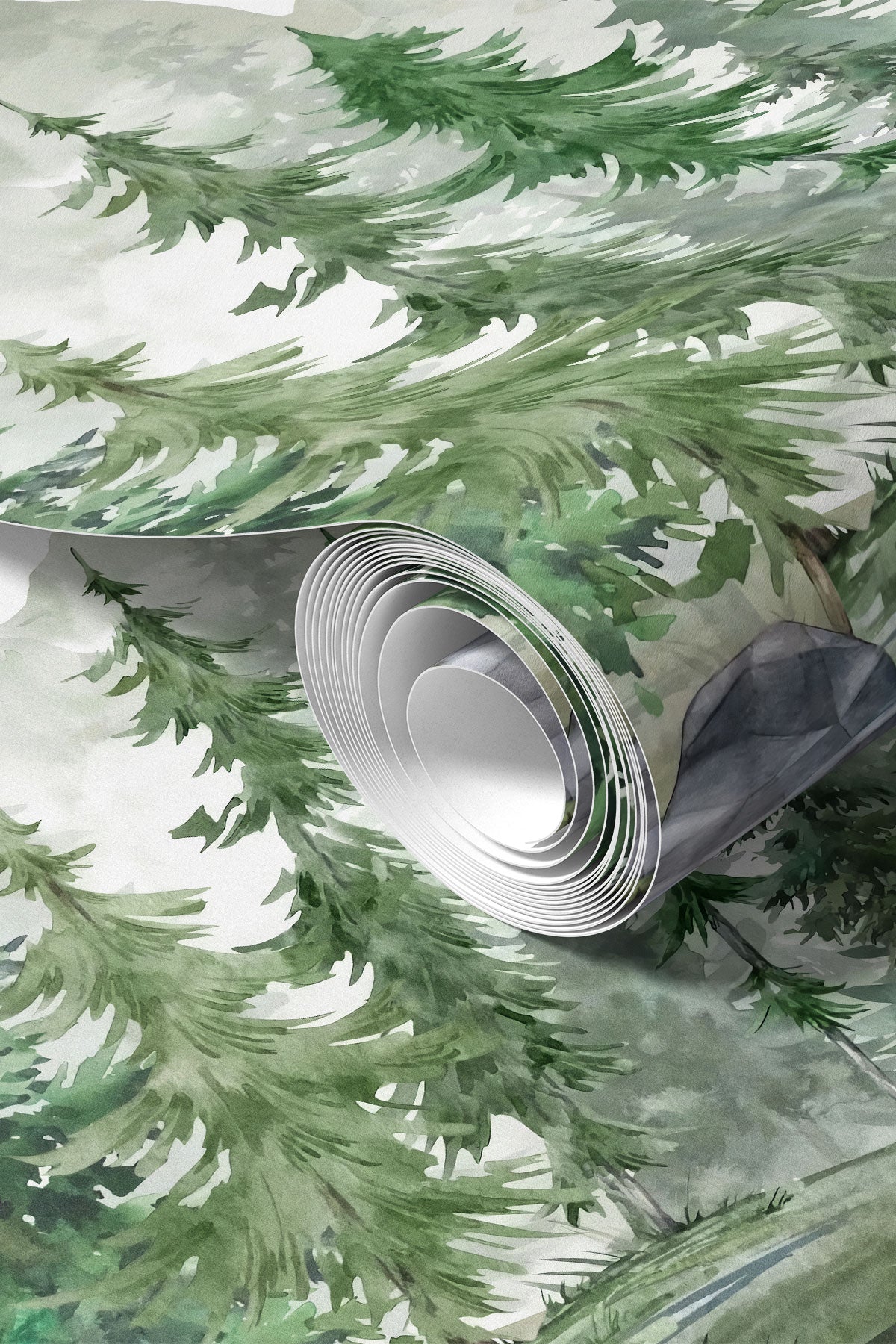 Watercolor Mountains & Forest