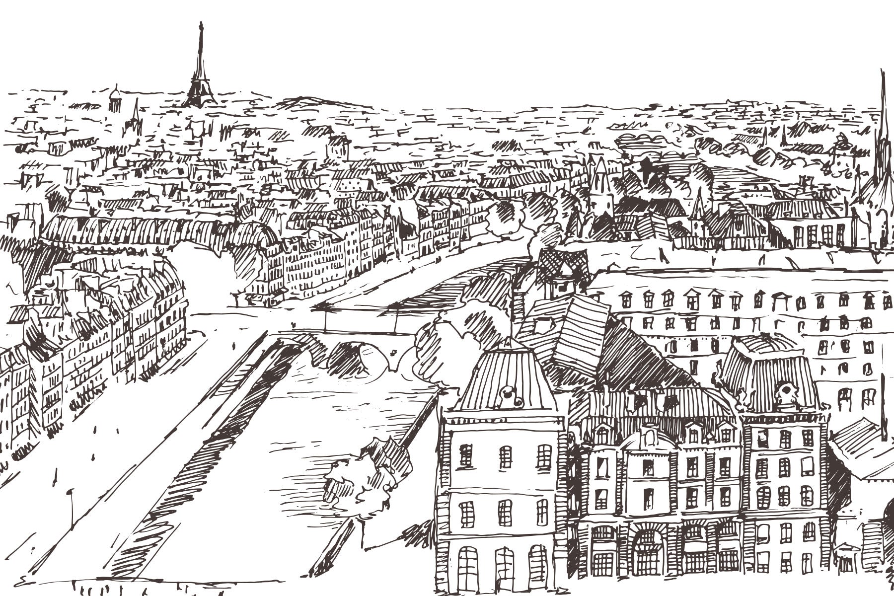 Paris Sketch Wall Mural Abstract Murals Eazywallz