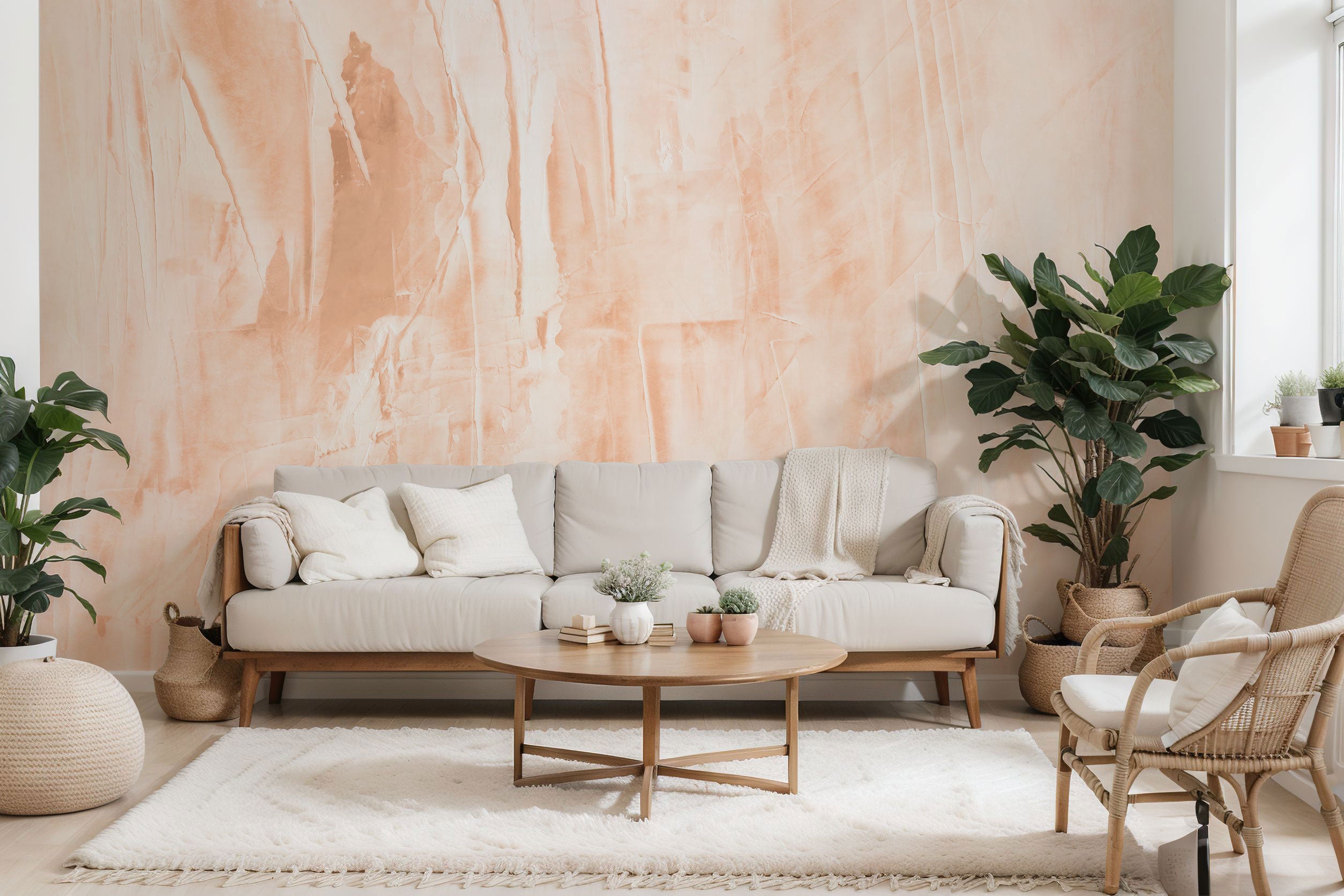 Peach Fuzz Venitian Abstract Wall Mural