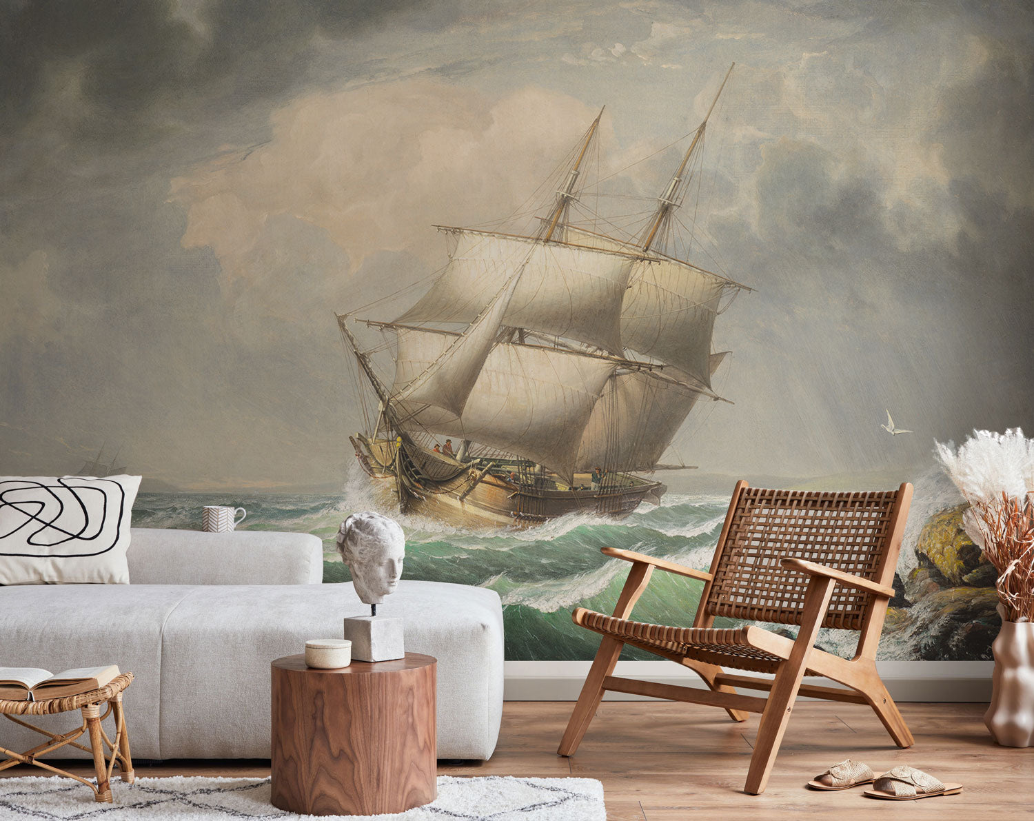 Brig Off the Maine Coast Wall Mural
