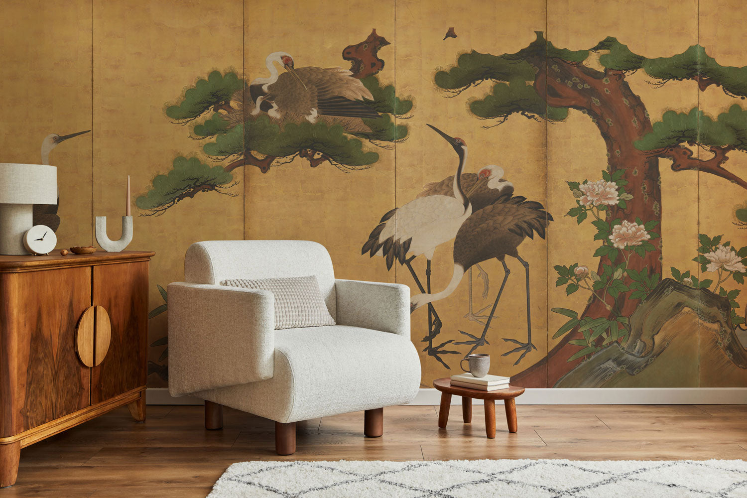 Majestic Crane Family Wall Mural