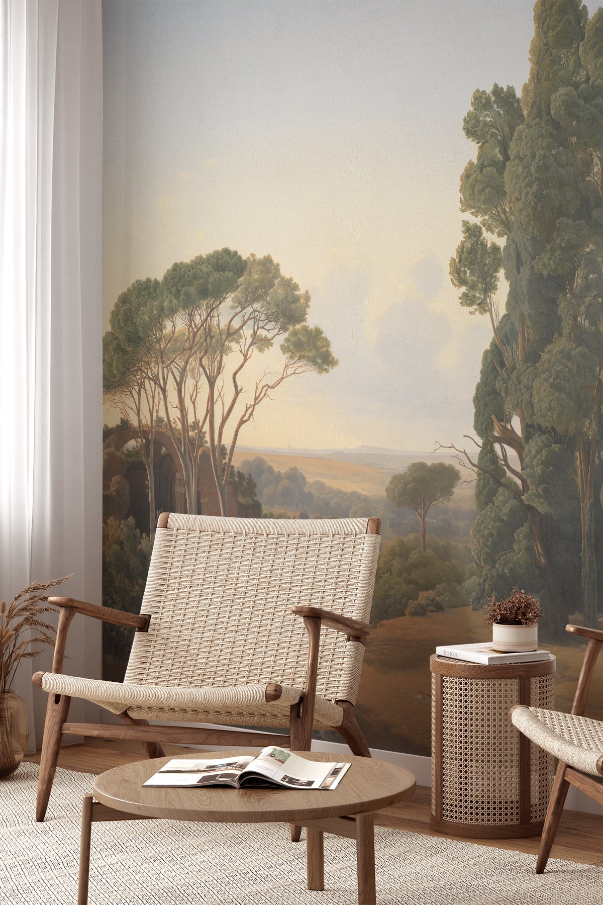 vintage illustration removable wall mural in a modern room