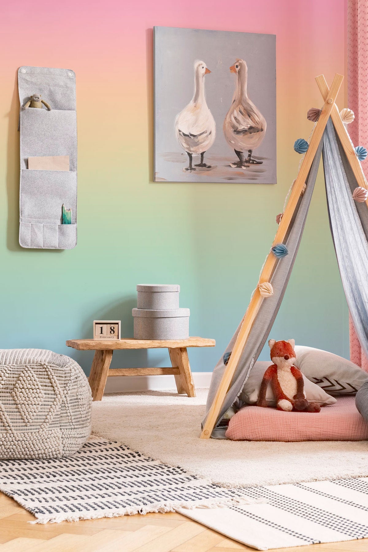 Rainbow Rush Wallpaper in a nursery