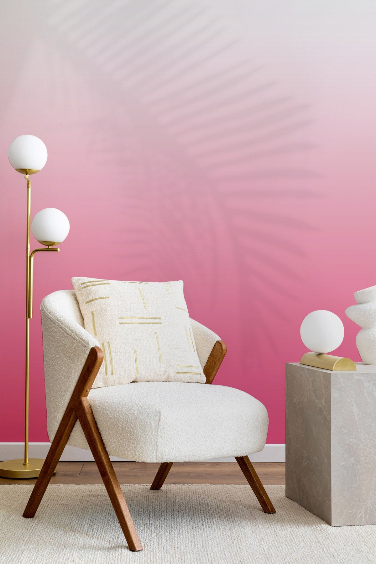 Raspberry Sorbet wallpaper behind a chair