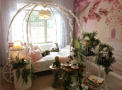 whimsical fairy wall mural for a little girl's bedroom 