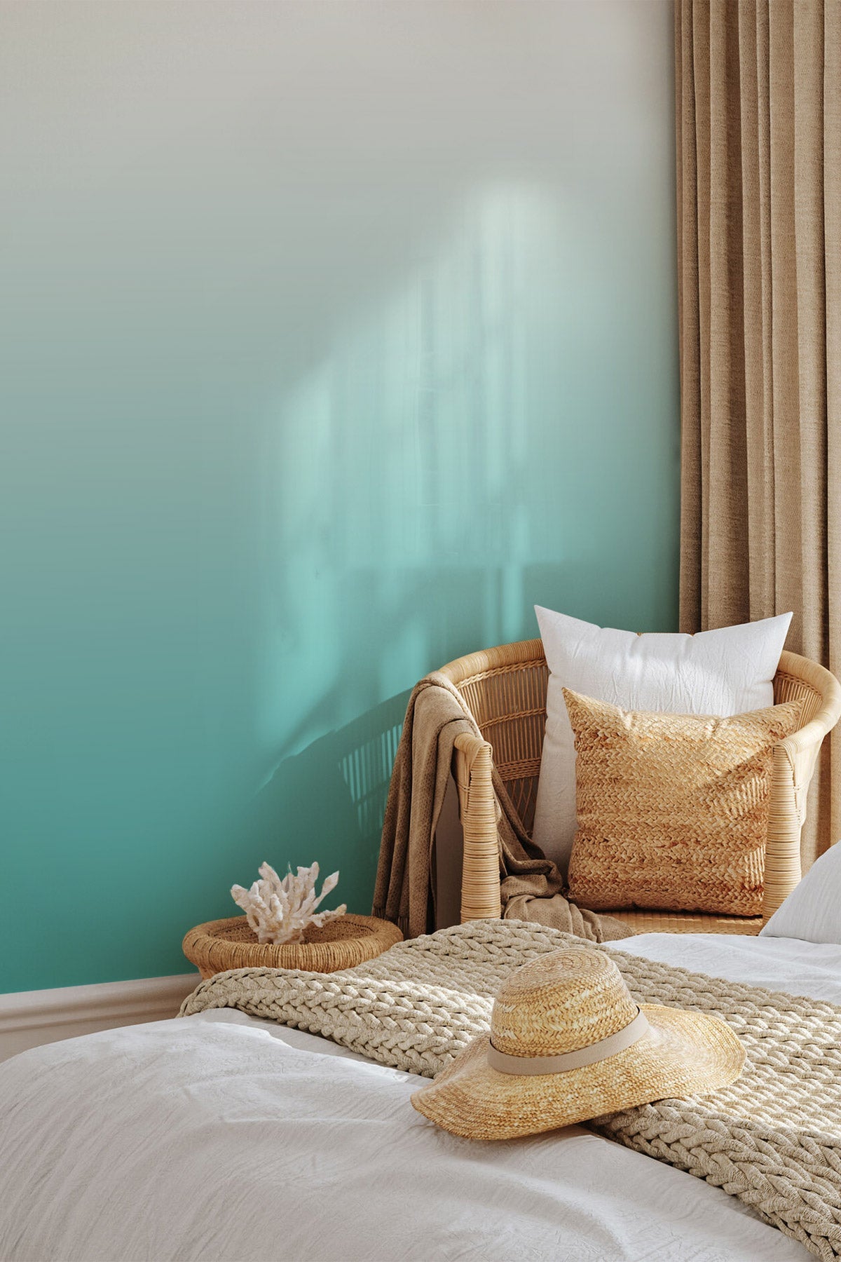 Spearmint wallpaper in a bedroom