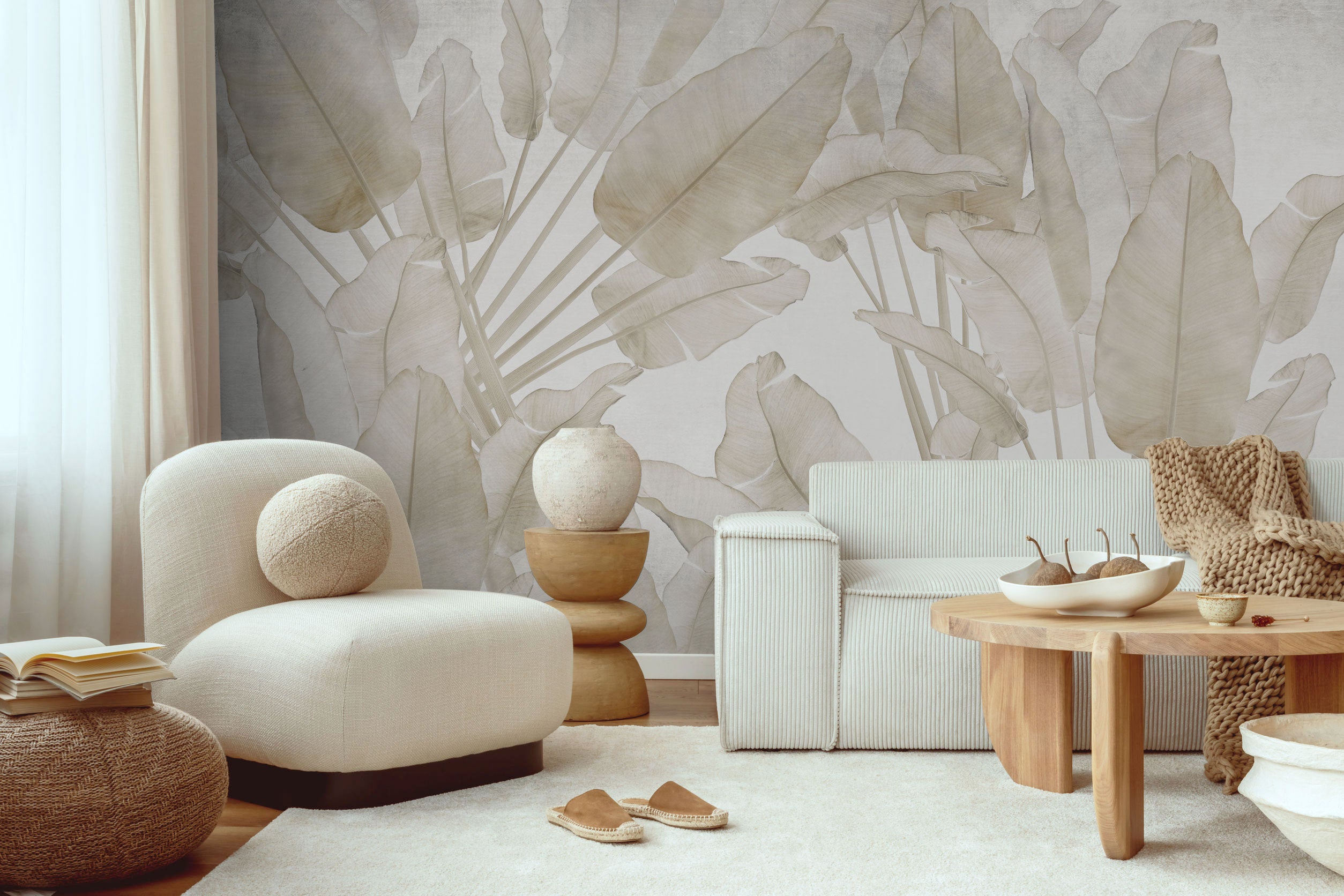 Tan Tropical Serenity Wall Mural