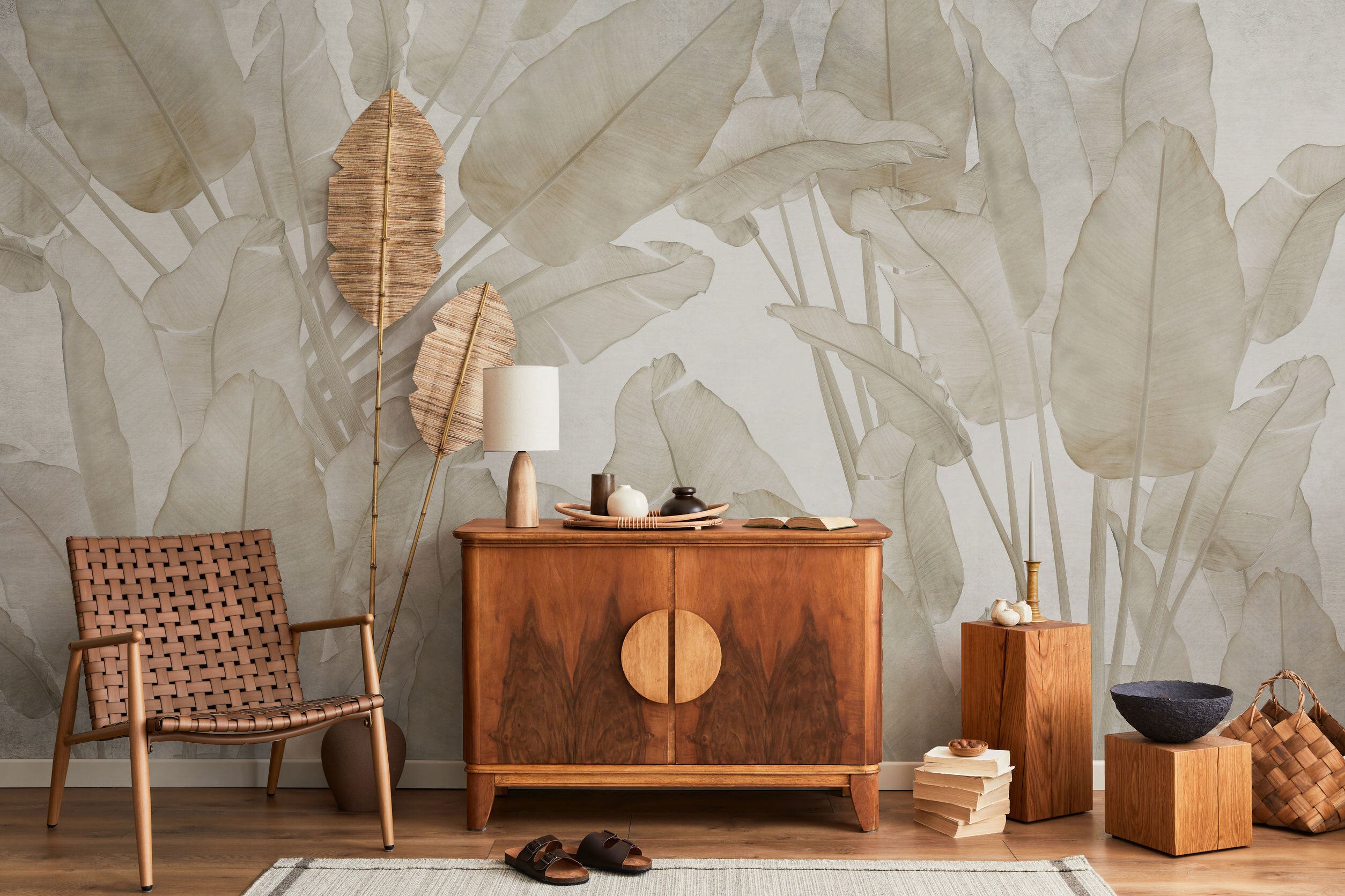 Tan Tropical Serenity Wall Mural