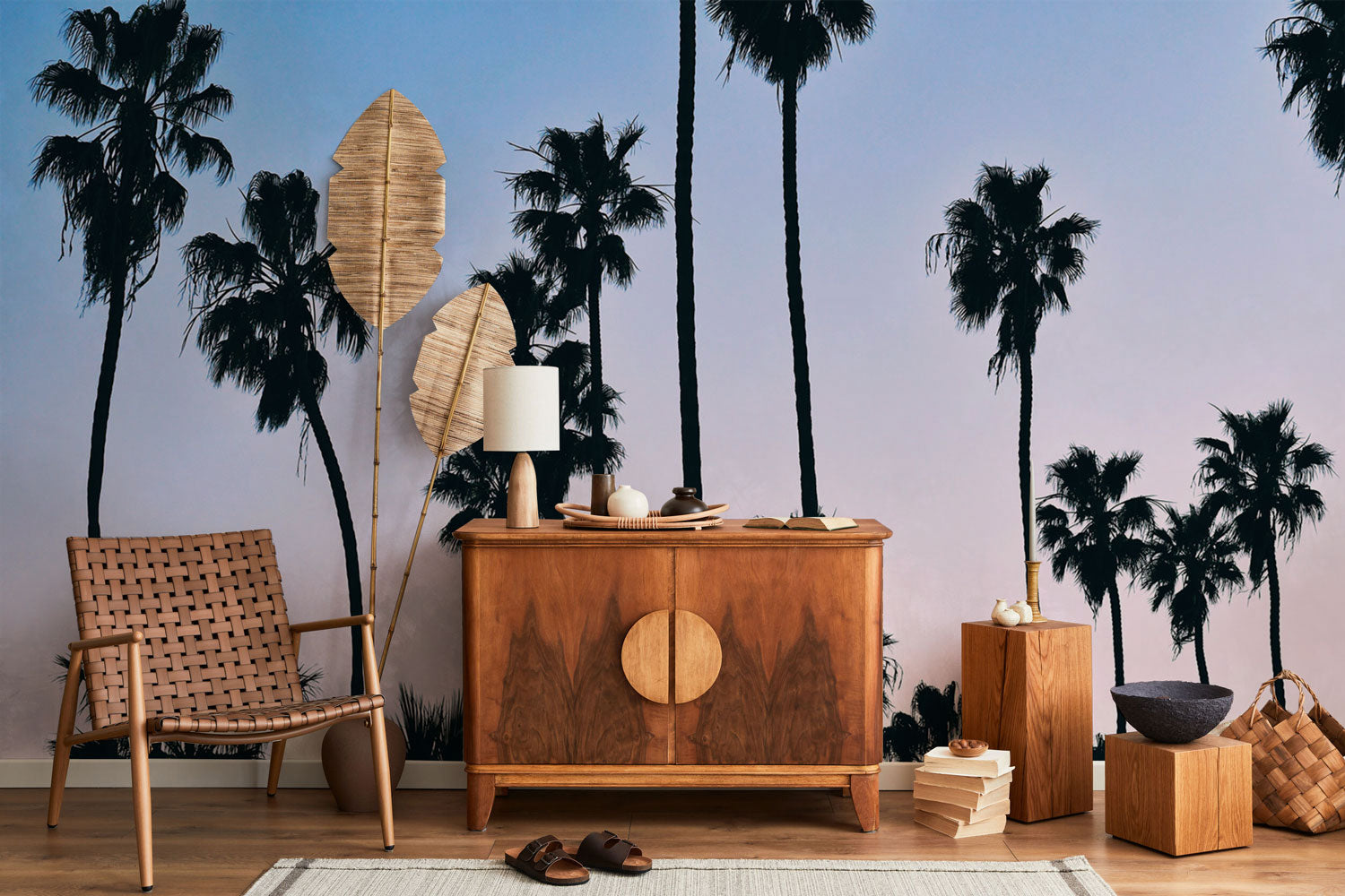 Tropical Sunset Palms Wall Mural