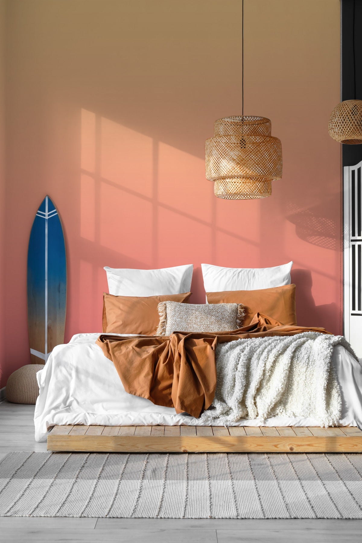 Tropical Sunset Wallpaper in a bedroom