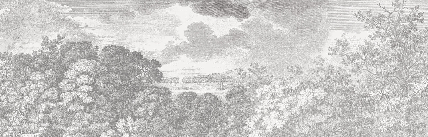 Vintage Etched Landscape Wall mural