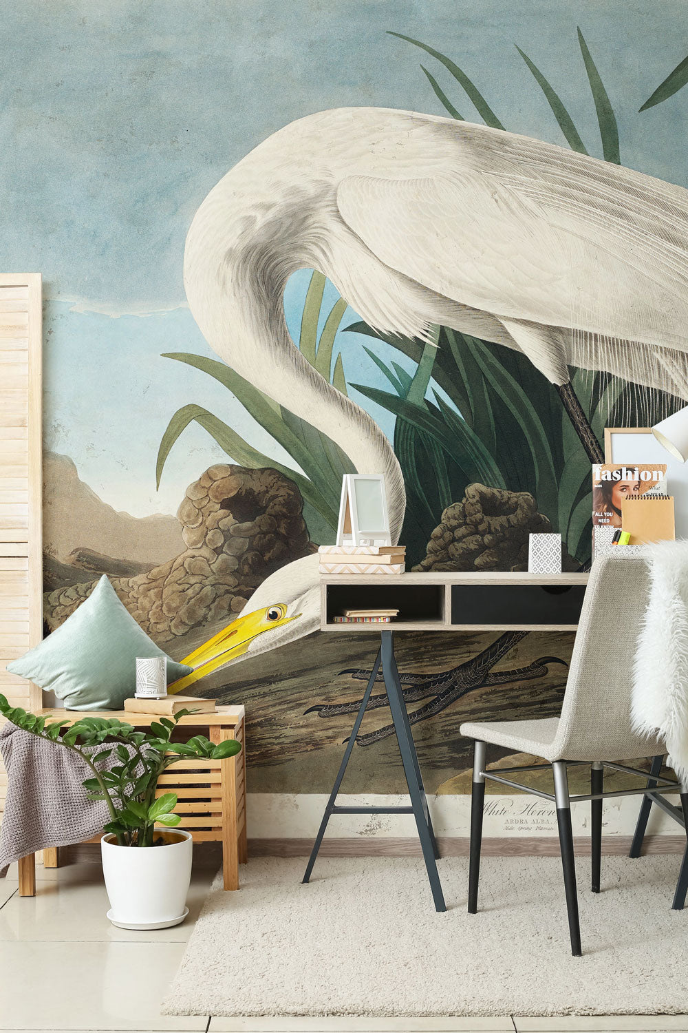 White Heron Wall Mural
